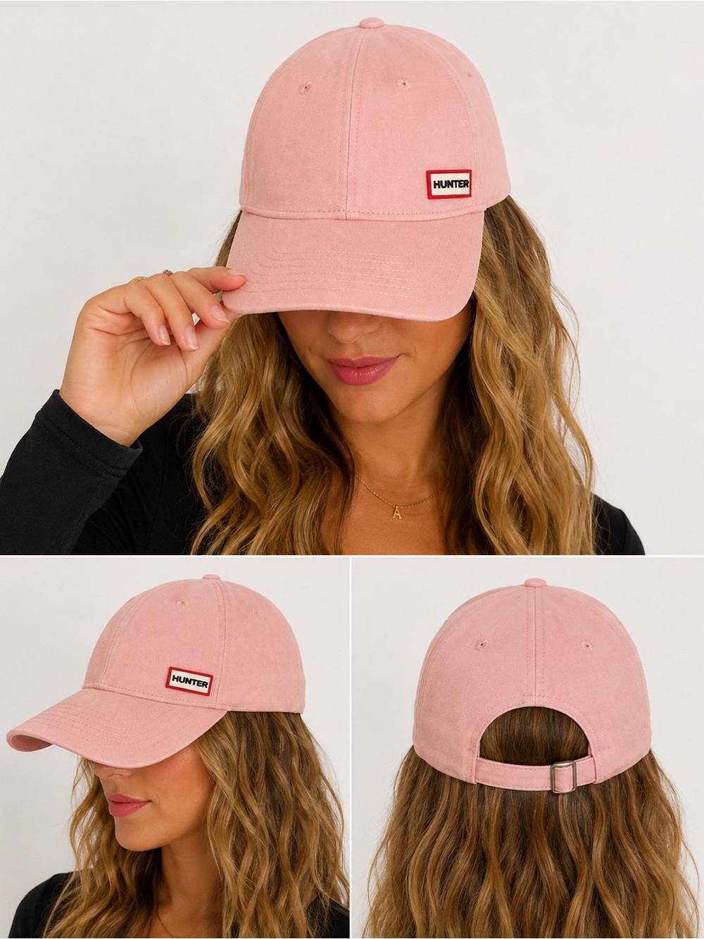 Hunter Pink Logo Adjustable Baseball Cap O/S Streetwear Unisex Athleisure Sporty